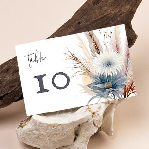 Winter Boho Floral Wedding White Table Number