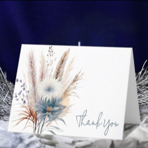 Winter Boho Floral Wedding   White Thank You Card