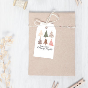 Winter Boho Merry Nights Trees Christmas Gift Tags
