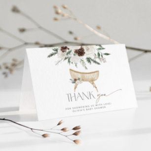 Winter boho nursery baby shower thank you card