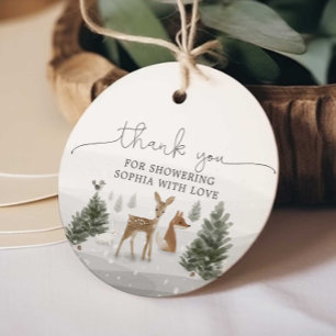 Winter Boho Woodland Baby Shower Favour Tag