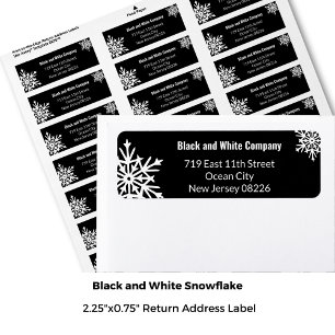 Winter Bold Black & White Snowflake Return Address