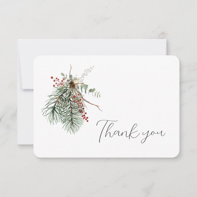 Winter Botanical Bouquet  Thank You Card (Front)