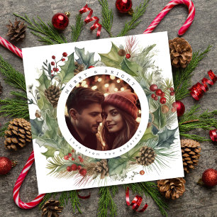 Winter Botanical christmas photo Holiday Card