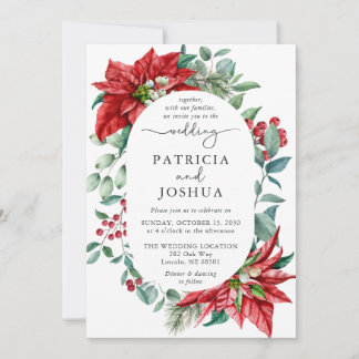 Winter Botanical Christmas Wedding Invitation