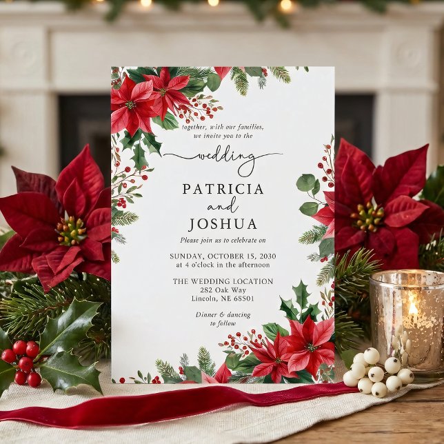 Winter Botanical Christmas Wedding Invitation (Creator Uploaded)