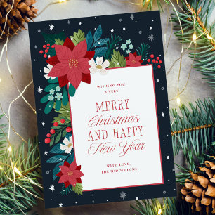 Winter Botanical Colourful Merry Christmas Holiday Card
