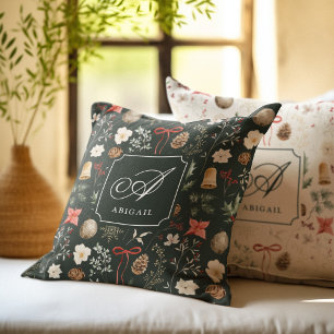 Winter Botanical Festive Christmas Double Sided Cushion
