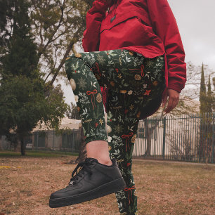 Winter Botanical Festive Christmas Leggings