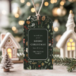 Winter Botanical Festive Christmas Party Gift Tags<br><div class="desc">Make your presents stand out using the Winter Botanical Holiday gift tag. The lush botanical pattern, dark green leaves, and warm seasonal accents combined with stylish fonts help every gift feel special. Personalise this Winter Botanical Holiday gift tag easily with your family name and a heartfelt greeting. Ideal for Christmas...</div>