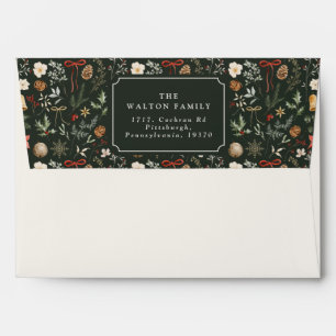 Winter Botanical Festive Return Address Christmas Envelope