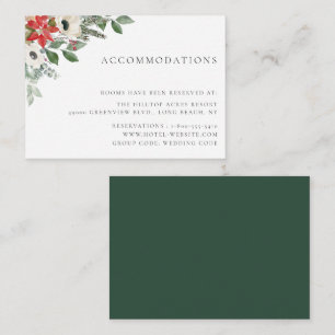 Winter Botanical Floral Wedding Accommodations Enclosure Card