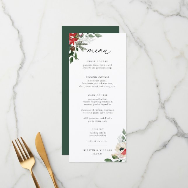 Winter Botanical Floral Wedding Menu (Front/Back In Situ)
