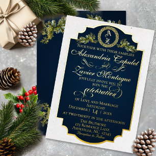 Winter Botanical Flourish Monogram - Blue