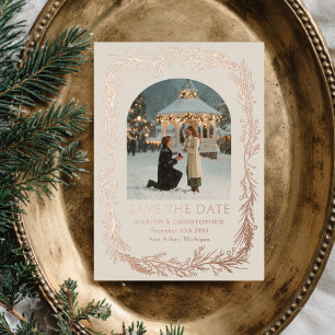 Winter Botanical Frame Photo Save the Date