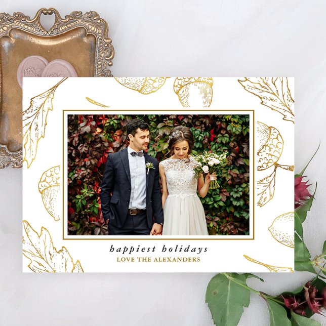 Winter Botanical Happy Holidays Photo Holiday Card (Creator Uploaded)