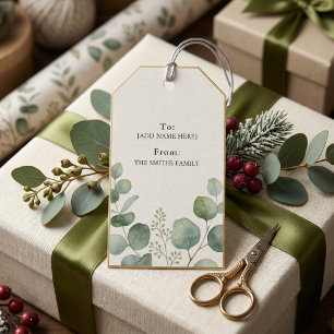 Winter Botanical Ivory Holiday To & From Gift Tags