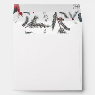 Winter Botanical Pine Berry Wreath Holiday Party Envelope