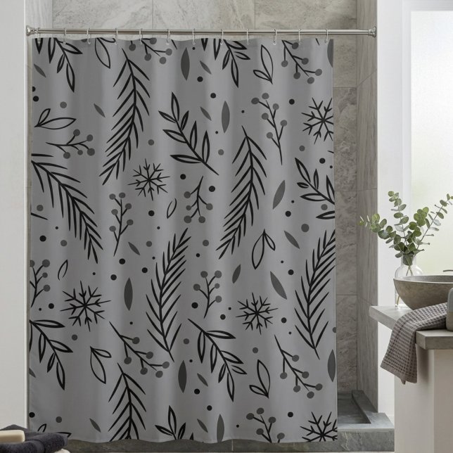 Winter Botanical Shower Curtain – Grey (Creator Uploaded)