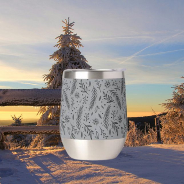Winter Botanical Stemless Wine Tumbler – Grey (Creator Uploaded)