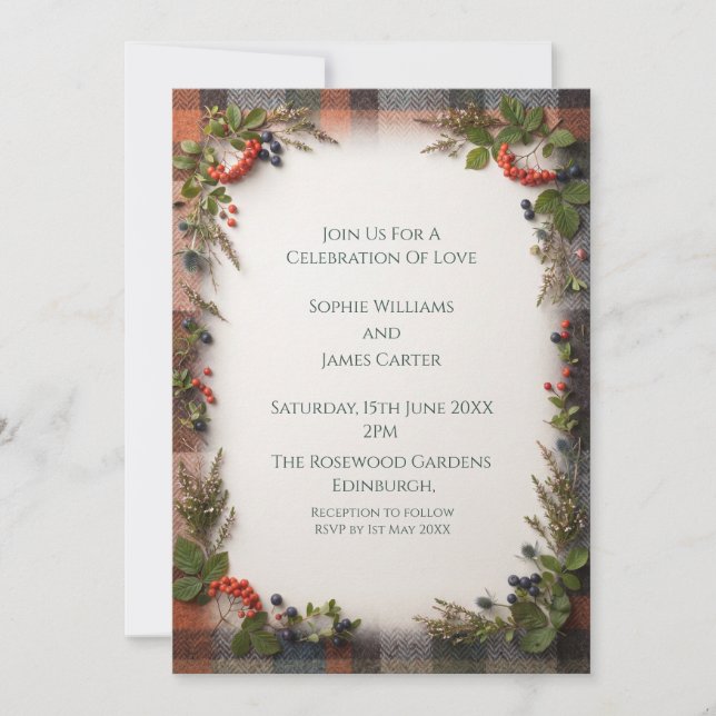 Winter Botanical Wedding Invitation (Front)