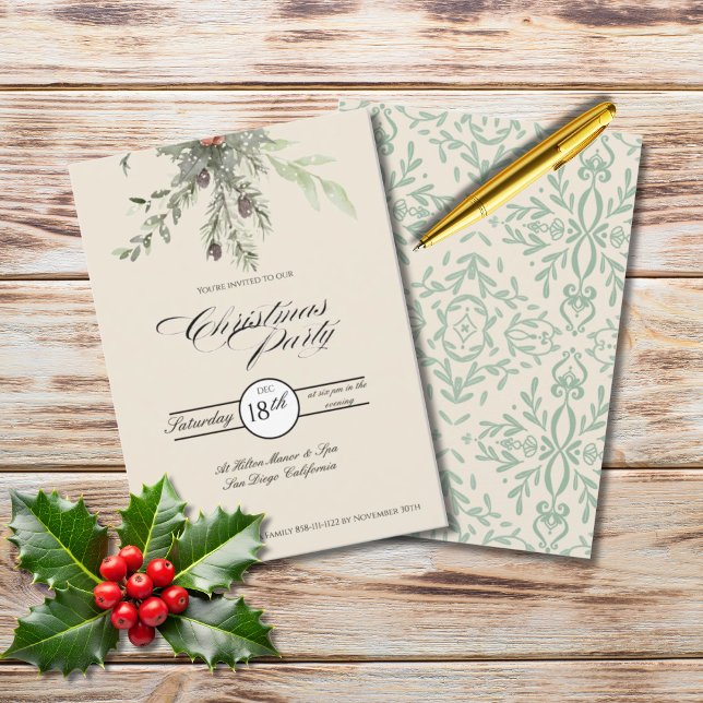 Winter Botanicals Christmas Party Foliage Party Invitation (Creator Uploaded)