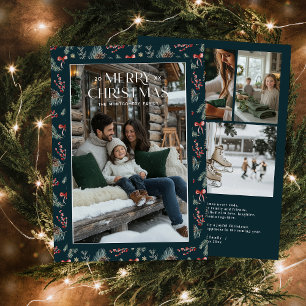 Winter Botanicals Coquette Bow   Elegant Photo Holiday Card