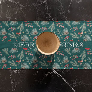 Winter Botanicals Coquette Bow   Personalized  Short Table Runner