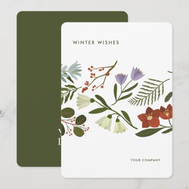 Winter Botanicals Corporate Branded Holiday Card (Front/Back)