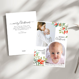 Winter Botanicals Elegant Christmas 2 Photo Holiday Card