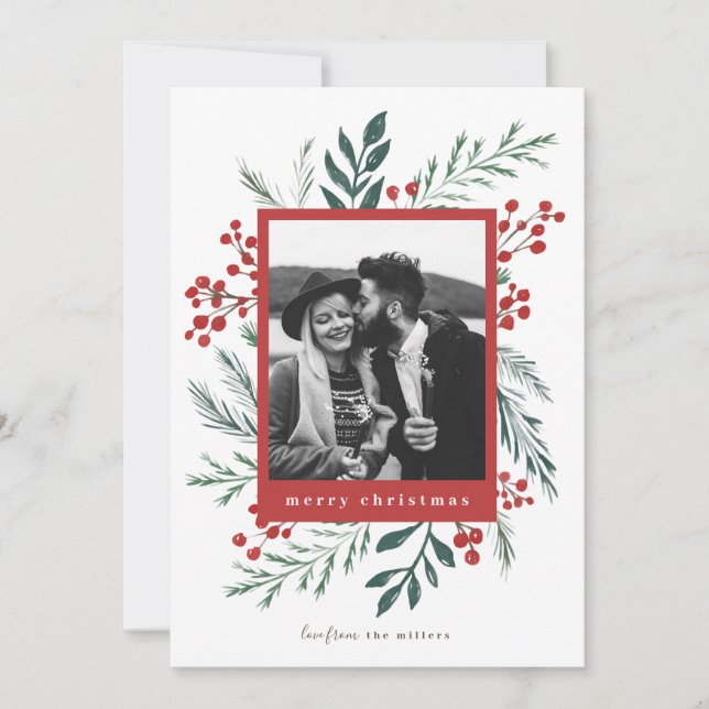 Winter Botanicals Elegant Christmas Photo (Front)