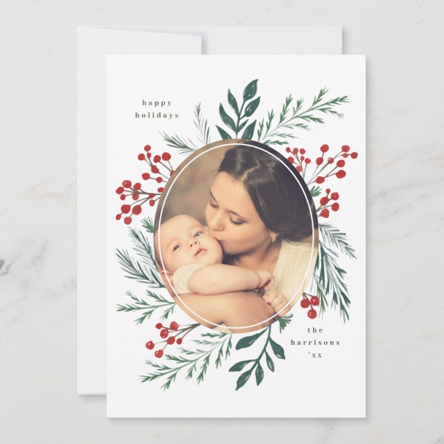 Winter Botanicals Elegant Holiday Photo (Front)