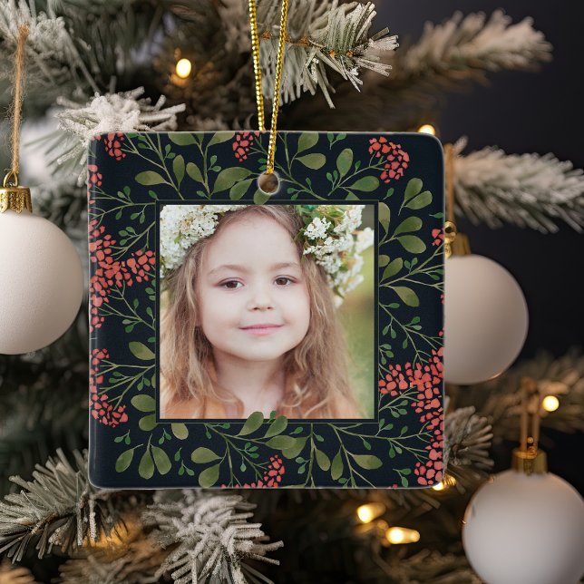 Winter Bouquet | Elegant Personalised Photo Ceramic Ornament (Creator Uploaded)