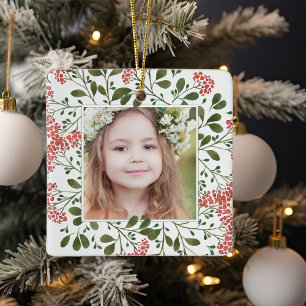 Winter Bouquet   Elegant Personalised Photo Ceramic Ornament