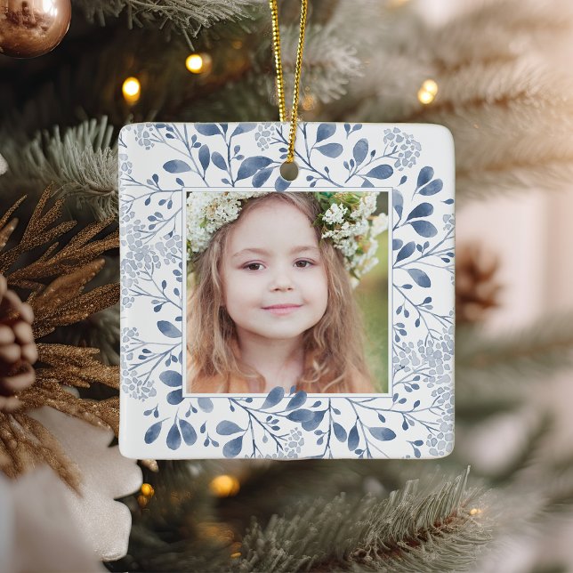 Winter Bouquet | Elegant Personalised Photo Ceramic Ornament (Creator Uploaded)