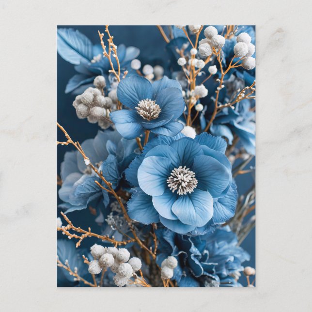 Winter Bouquet in Blue and White Postcard (Front)