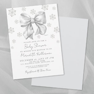 Winter Bow Baby Shower Invitation