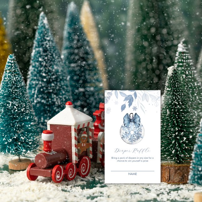 Winter Bow Snowflake Diaper Raffle Baby Shower Enclosure Card (Winter Bow Snowflake Diaper Raffle Baby Shower Enclosure Card)
