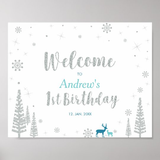 Welcome to the Party Sign Snowflake Welcome Sign Personalized Welcome Sign Boy Winter Wonderland Welcome Sign Printed Foam Board Sign