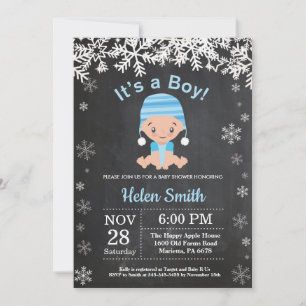 Winter Boy Baby Shower Snowflake Invitation