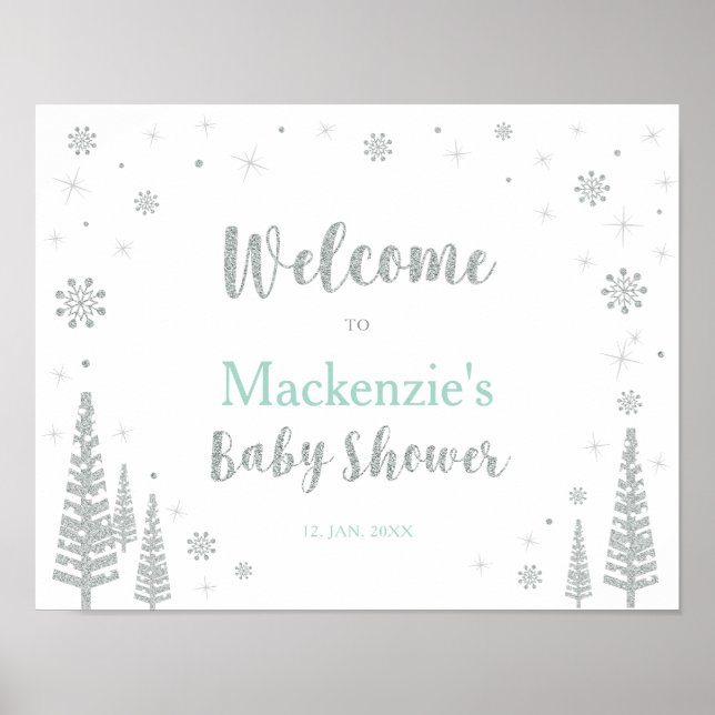 Winter Boy Baby Shower Welcome Party Sign (Front)