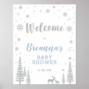 Winter Boy Baby Shower Welcome Party Sign