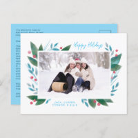 Winter Branch and Berries Photo Holiday Postcard