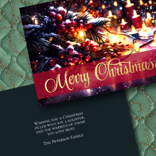 Winter Branch Berries Candles Lights Card