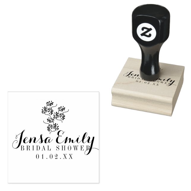 Winter Branch Logo Bridal Shower Favour   Rubber Stamp (Stamped)