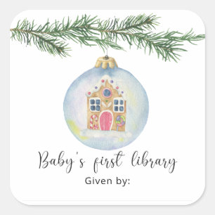 Winter branch with toy - Baby's first library Square Sticker