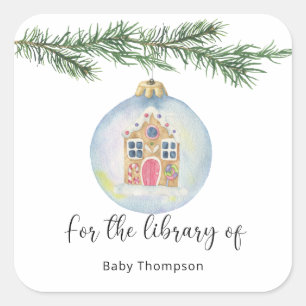 Winter branch with toy - Baby's first library Square Sticker