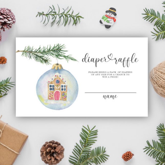 Winter branch with toy - diaper raffle ticket enclosure card (Creator Uploaded)