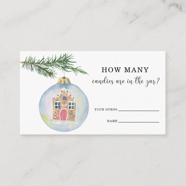 Winter branch with toy - guess how many candies enclosure card (Front)