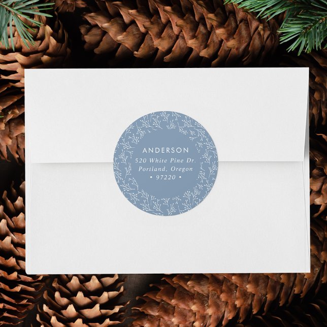 Winter Branches Blue Holiday Return Address Label (Creator Uploaded)